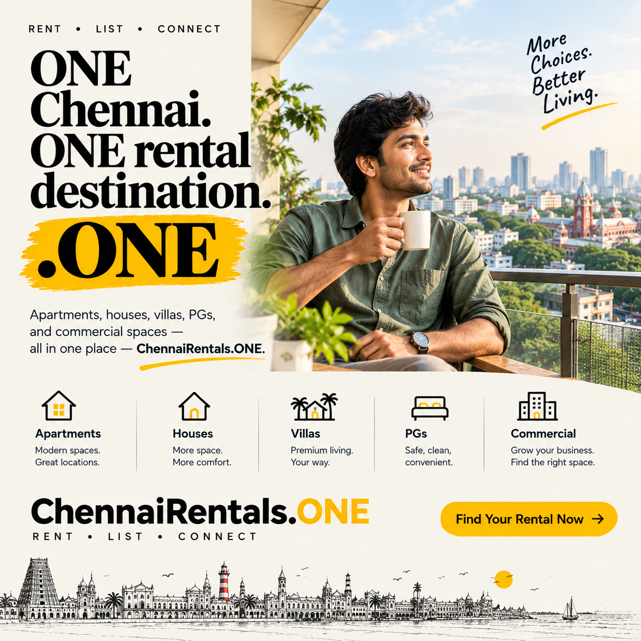 Campaign poster: ONE Chennai, ONE rental destination